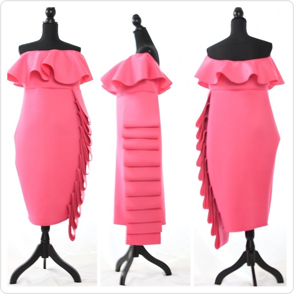 Pink Halter Ruffle Dress - Picture 2 of 2